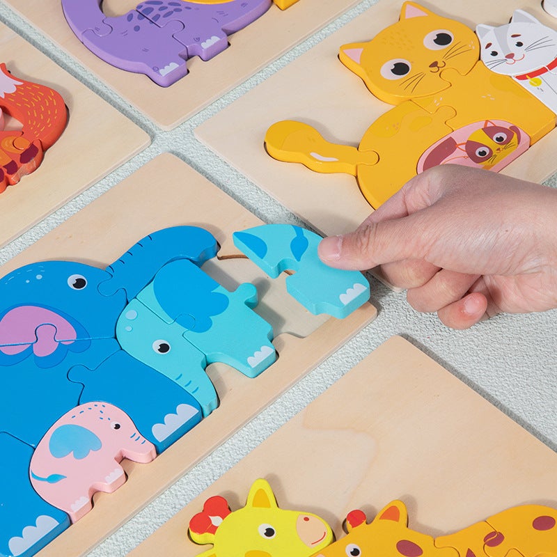 Children'S Large Three-Dimensional Puzzle Wooden Puzzle 2 Building Blocks 3-6 Years Old 4 Boys 1 Girl Baby Educational Early Education Toys - Image 4